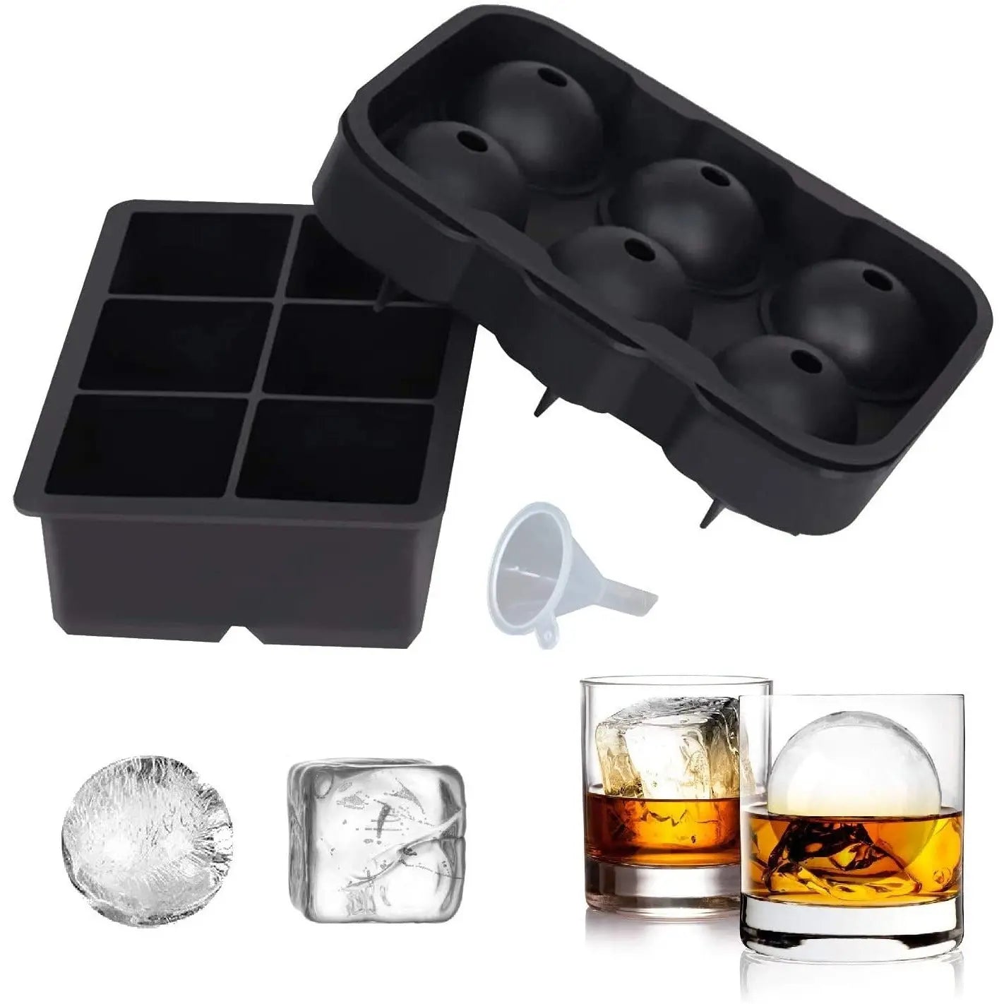 SUNSET Silicone Ice Cube Tray– Set of 2 Large Ice Cube Molds | Square & Sphere Ice Ball Maker for refrigerator | for Whiskey, Cocktails & more Reusable and BPA Free pattanaustralia